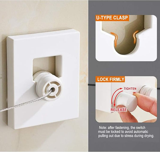 SOGA PARA COLGAR LA ROPA CON SOPORTE DE PARED REGULABLE.
