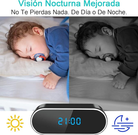 MINI CÁMARA ESPÍA RELOJ -SEGURIDAD OCULTA WIFI 1080P DETECTOR.