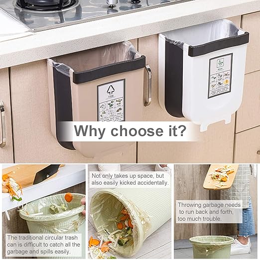 Cubo Basura Cocina,9l Montaje en la Pared Basura Plegable para Armarios de Cocina, Automóviles, Dormitorios,Oficina