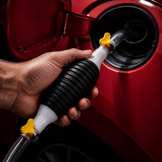 Extrayendo gasolina del tanque del carro en segundos con la bomba manual