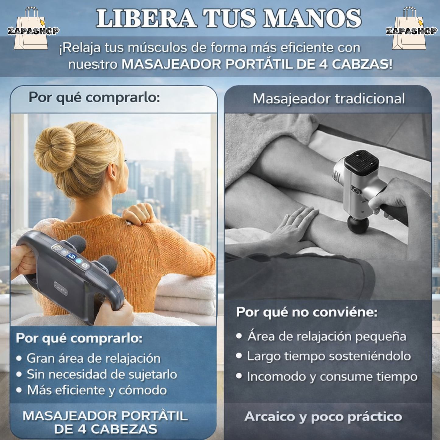 Masajeador ComfortPulse™ 4 Cabezas