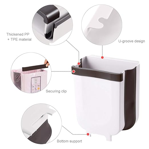 Cubo Basura Cocina,9l Montaje en la Pared Basura Plegable para Armarios de Cocina, Automóviles, Dormitorios,Oficina