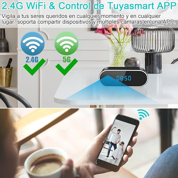 MINI CÁMARA ESPÍA RELOJ -SEGURIDAD OCULTA WIFI 1080P DETECTOR.