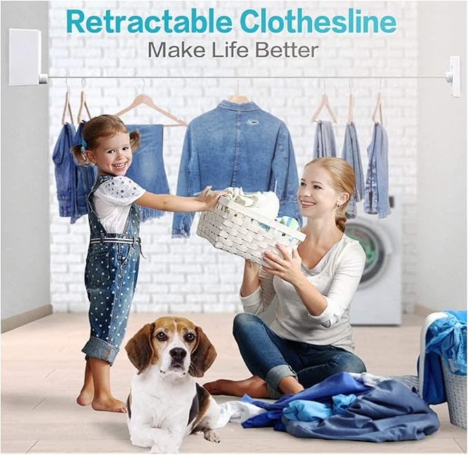 SOGA PARA COLGAR LA ROPA CON SOPORTE DE PARED REGULABLE.