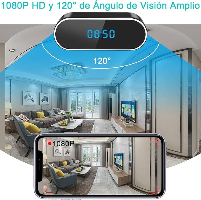MINI CÁMARA ESPÍA RELOJ -SEGURIDAD OCULTA WIFI 1080P DETECTOR.