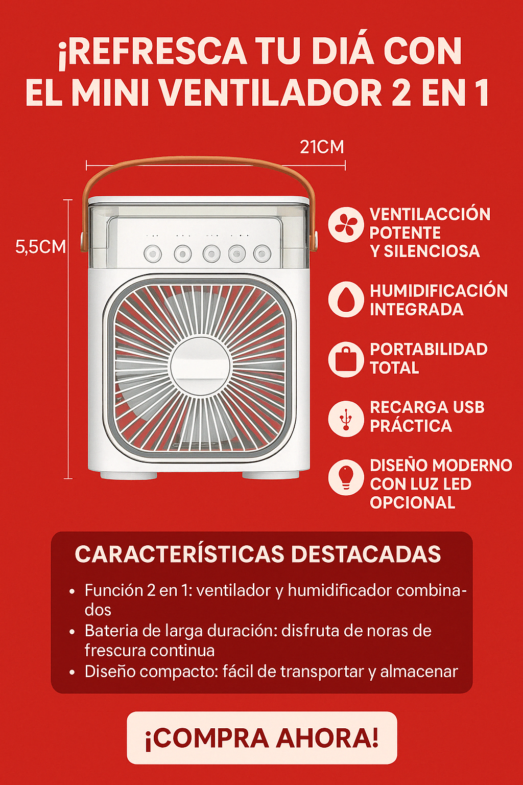 ABANICO/ MINI VENTILADOR DE AIRE CON HUMIFICADOR